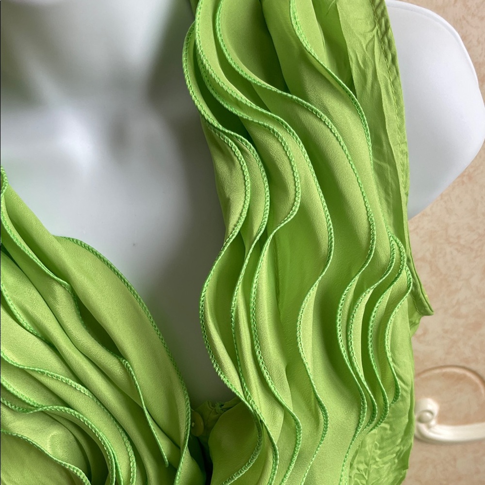 Lime Green Ruffled Blouse - Picture 3 of 8